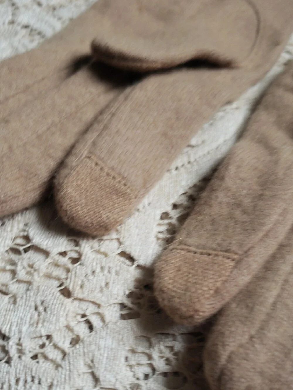 Ralph Lauren Taupe Wool-Blend Button Cuff Gloves